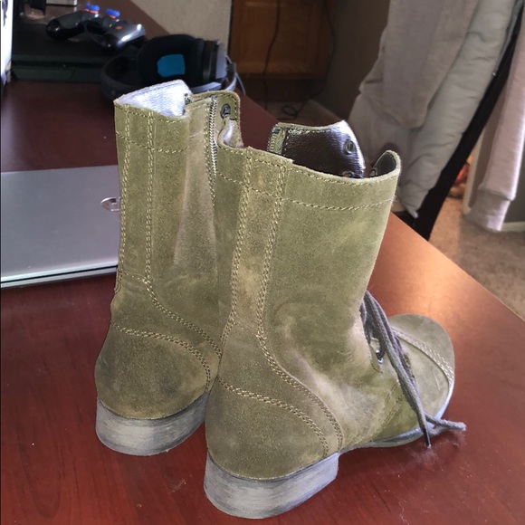 Olive green combat boots - Picture 2 of 4